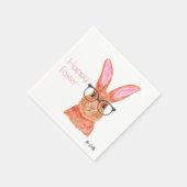 Happy Easter Funny Roze Bunny Papier Servet (Hoek)