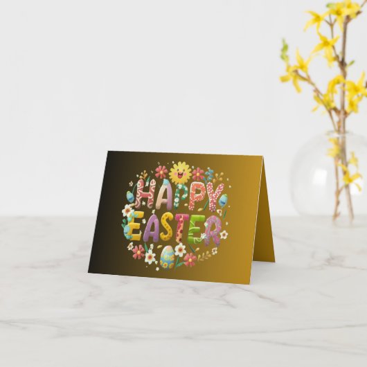 Happy Easter Funny Wenskaart Kaart (Gele Bloem)