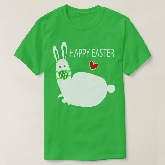 Happy Easter Funny White Rabbit Bunny T-shirt (Design voorkant)