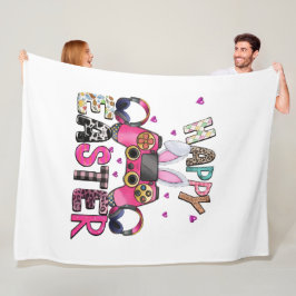 Happy Easter Gamer Video Game Controller Bunny Ear Fleece Deken