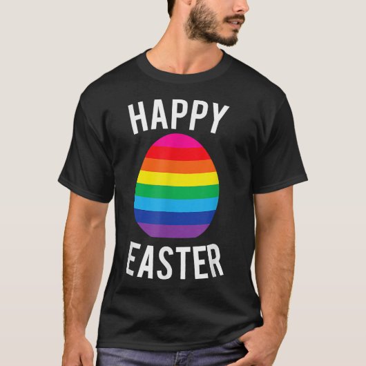 Happy Easter Gay Pride Rainbow Egg Fun T-shirt (Voorkant)