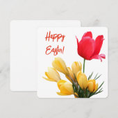 Happy Easter geel krokus rood tulp liefde Feestdagenkaart (Voorkant / Achterkant)