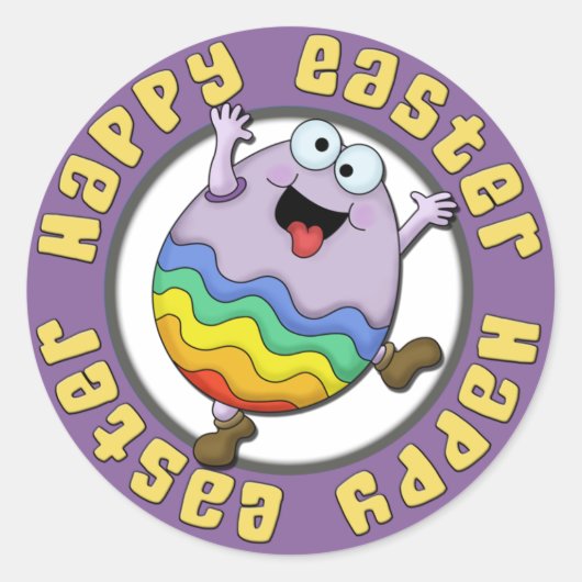 Happy Easter Gekke Egg Ronde Sticker (Voorkant)