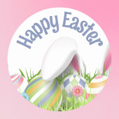 HAPPY EASTER Gekleurde Eieren Bunny Oren Ronde Sticker