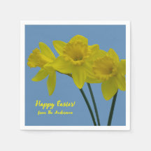 "Happy Easter" Gele Daffodils Napkins