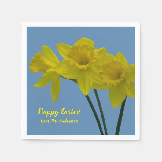 "Happy Easter" Gele Daffodils Napkins Servet (Voorkant)