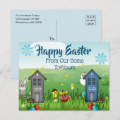 Happy Easter Gepersonaliseerde huizen Briefkaart (Voorkant / Achterkant)