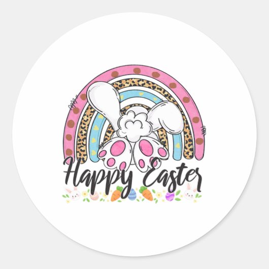 Happy Easter Gezegden Egg Bunny 2 Ronde Sticker (Voorkant)