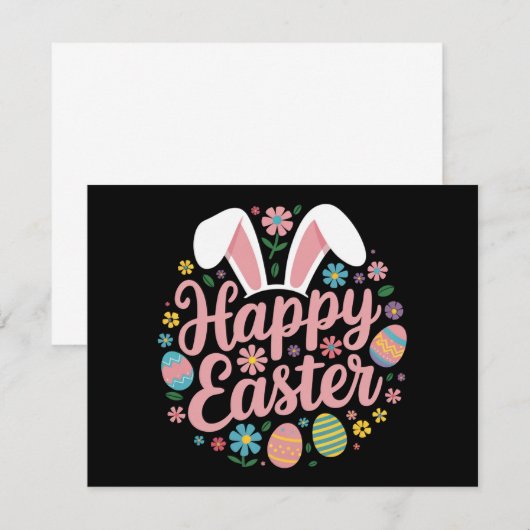 Happy Easter Gezegden Egg Bunny Kaart (Voorkant / Achterkant)