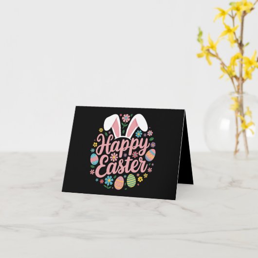 Happy Easter Gezegden Egg Bunny Kaart (Gele Bloem)