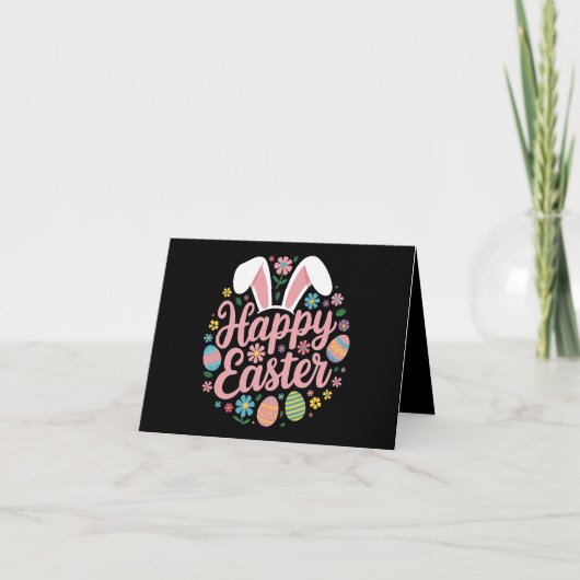 Happy Easter Gezegden Egg Bunny Kaart (Voorkant)