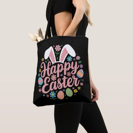Happy Easter Gezegden Egg Bunny Tote Bag (Dichtbij)