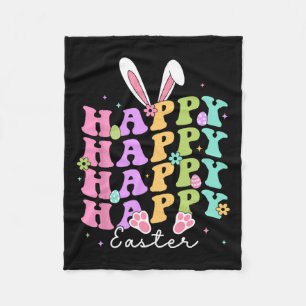 Happy Easter Gezegden Egg Groovy Bunny Rabbit Kind Fleece Deken