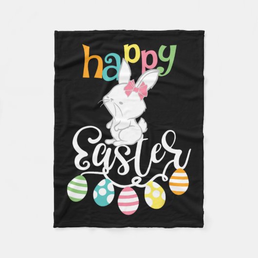Happy Easter Gezegden Egg Groovy Bunny Rabbit Kind Fleece Deken (Voorkant)