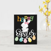 Happy Easter Gezegden Egg Groovy Bunny Rabbit Kind Kaart (Gele Bloem)