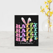 Happy Easter Gezegden Egg Groovy Bunny Rabbit Kind Kaart (Gele Bloem)