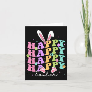 Happy Easter Gezegden Egg Groovy Bunny Rabbit Kind Kaart