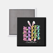 Happy Easter Gezegden Egg Groovy Bunny Rabbit Kind Magneet (Voorkant / Achterkant)