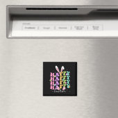 Happy Easter Gezegden Egg Groovy Bunny Rabbit Kind Magneet (Insitu (Vaatwasser))