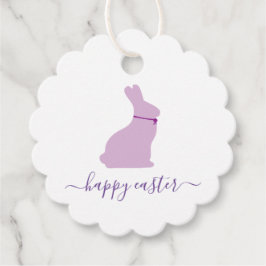 Happy Easter Gift Labels met Paarse Paashaas
