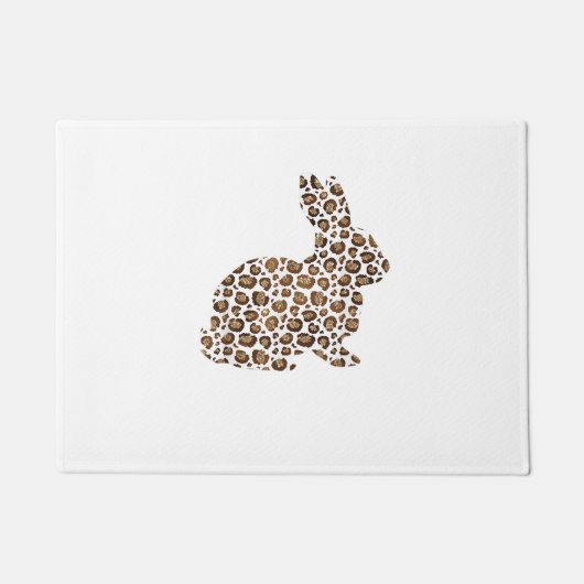 Happy Easter Gift Leopard Print Patroon Bunny Rabb Deurmat (Voorkant)