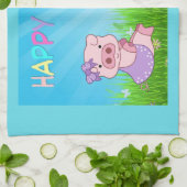 Happy Easter Girl Piggy Theedoek (Gevouwen)