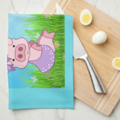 Happy Easter Girl Piggy Theedoek (Quarter Fold)