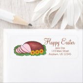 Happy Easter Glazed Ham Foodie Adresetiketten Etiket (Insitu)
