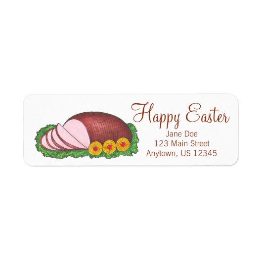 Happy Easter Glazed Ham Foodie Adresetiketten Etiket (Voorkant)