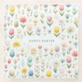 Happy Easter Glazen Onderzetter (Voorkant)