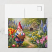 Happy Easter Gnome in de voorjaarstuin Feestdagenkaart (Voorkant / Achterkant)
