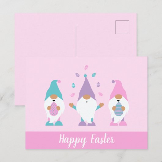 Happy Easter Gnome Juggling Paaseieren Briefkaart (Voorkant / Achterkant)