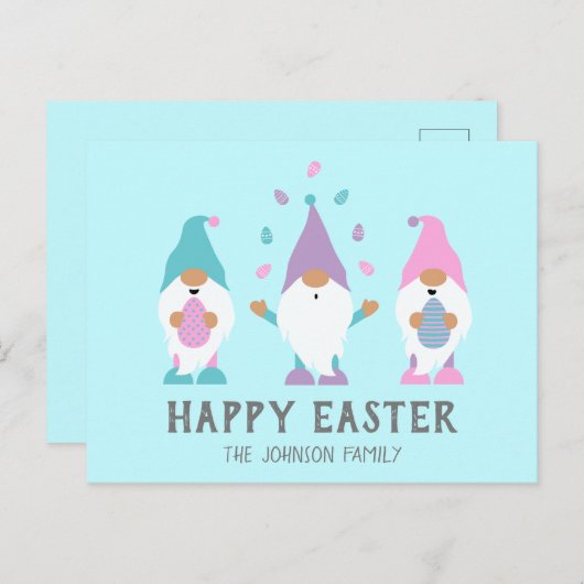 Happy Easter Gnome Juggling Paaseieren Briefkaart (Voorkant / Achterkant)