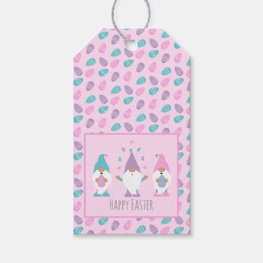 Happy Easter Gnome Juggling Paaseieren Cadeaulabel (Voorkant)