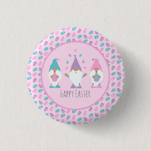 Happy Easter Gnome Juggling Paaseieren Ronde Button 3,2 Cm
