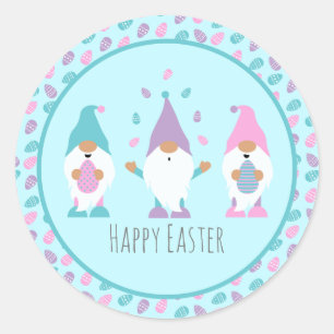 Happy Easter Gnome Juggling Paaseieren Ronde Sticker