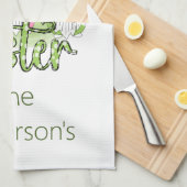 Happy Easter Gnomen met Bunny Ears Pink Green Theedoek (Quarter Fold)