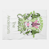 Happy Easter Gnomen met Bunny Ears Pink Green Theedoek (Horizontaal)