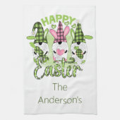 Happy Easter Gnomen met Bunny Ears Pink Green Theedoek (Verticaal)