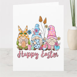 Happy Easter Gnomes Chocolade Konijn Fabriek Kaart