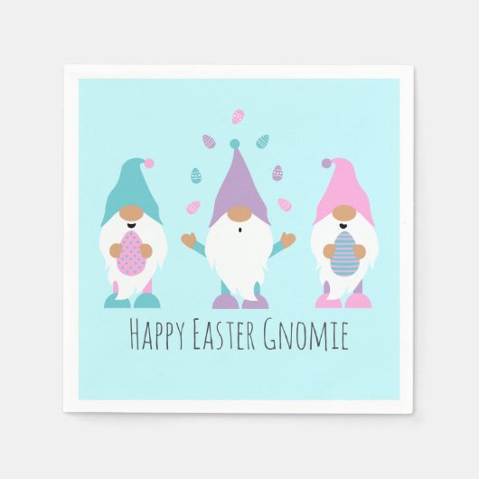 Happy Easter Gnomie Juggling Easter Eggs Napkins Servet (Voorkant)