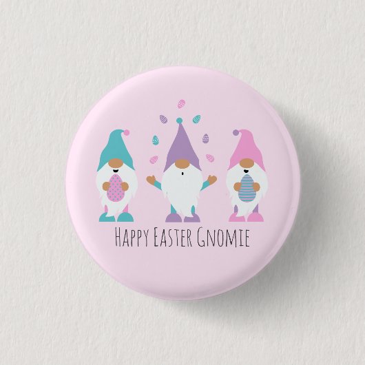 Happy Easter Gnomie Juggling Paaseieren Ronde Button 3,2 Cm (Voorkant)