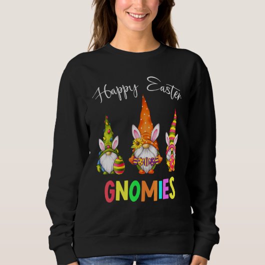 Happy Easter Gnomies Funny Gnomes Bunnies Eggs Bas Trui (Voorkant)