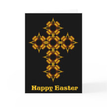 Happy Easter Gold Cross Fractal