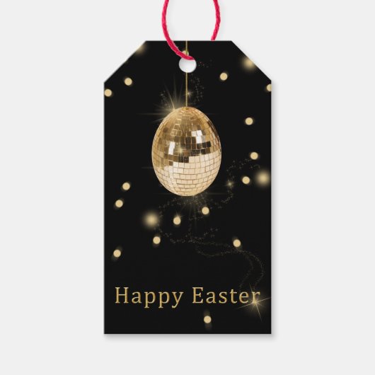 Happy Easter Gold Disco Ball Cadeaulabel (Voorkant)