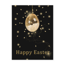 Happy Easter Gold Disco Ball Holiday Briefkaart