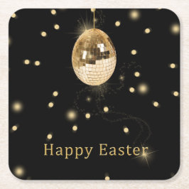 Happy Easter Gold Disco Ball Kartonnen Onderzetters