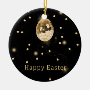Happy Easter Gold Disco Ball Keramisch Ornament