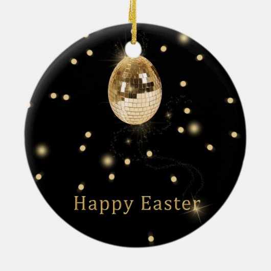 Happy Easter Gold Disco Ball Keramisch Ornament (Achterkant)