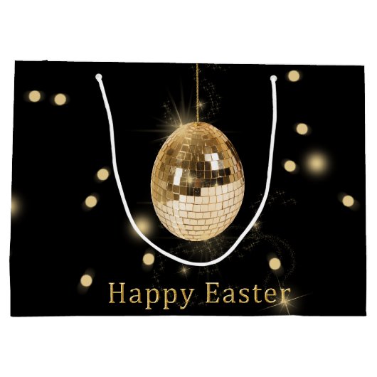 Happy Easter Gold Disco Ball Large Cadeautasje (Achterkant)